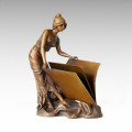 Figura Clássica Senhora Envelope Bronze Escultura TPE-068